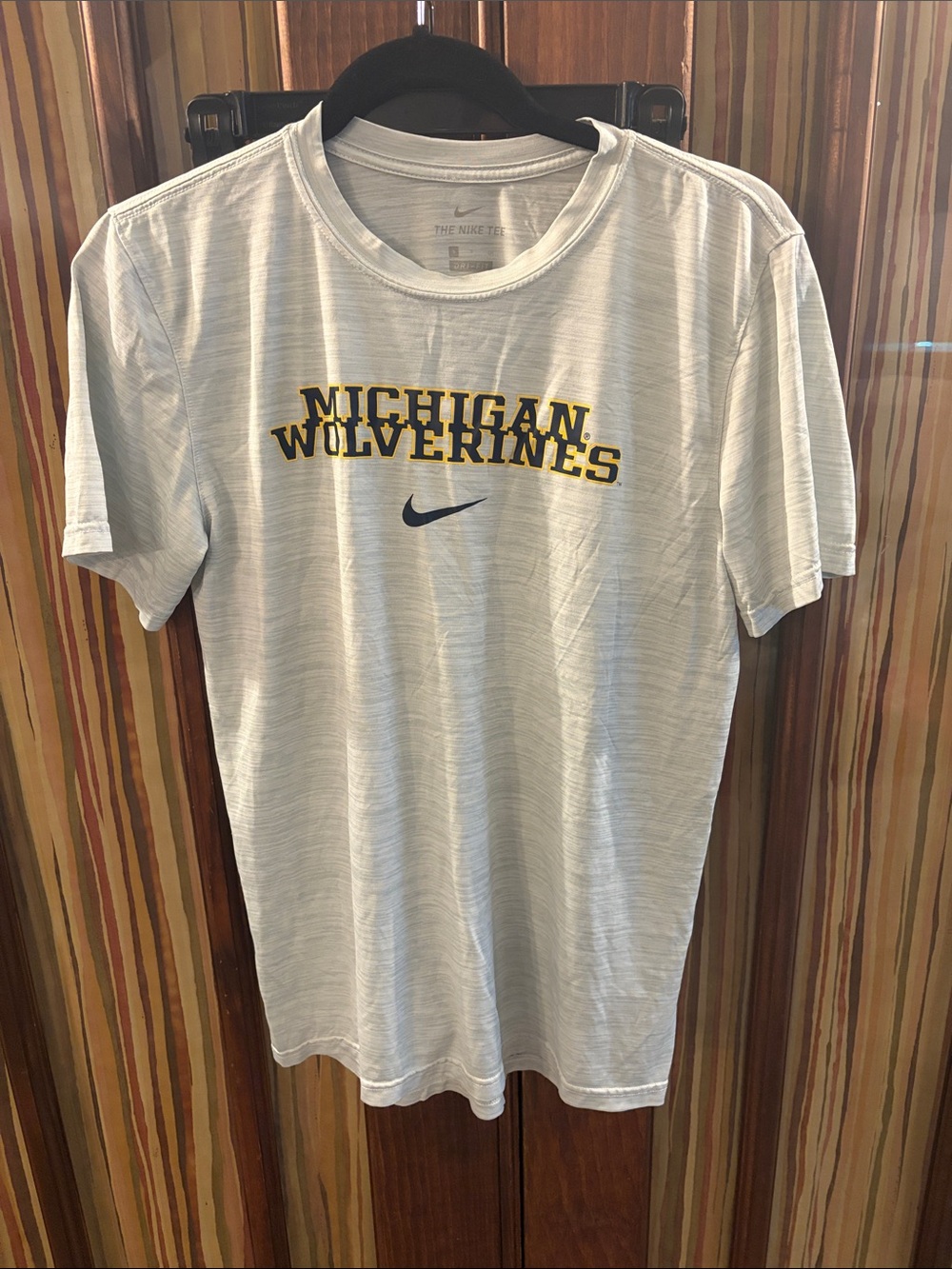 Nike White Michigan Wolverines Graphic Tee with Yellow Text